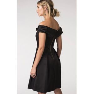 Closet London black satin off shoulder dress
